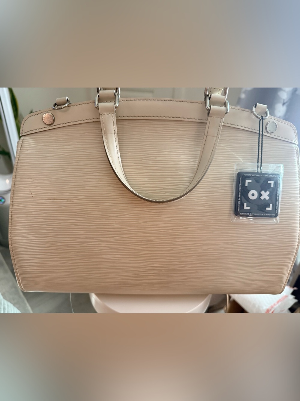 Pre-owned Louis Vuitton Brea Epi Cream Textured Tote with Silver Hardware
